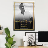 Black and White Photo Celebration of Life Sign Poster (Thuiskantoor)