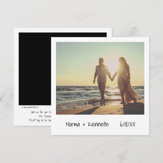 Black and White Photo Engagement Party Kaart (Voorkant / Achterkant)