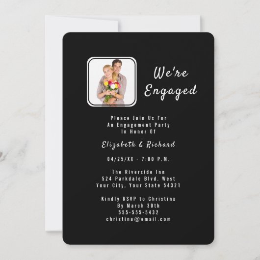 Black and White Photo Engagement Party Uitnodiging (Voorkant)