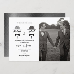 Black and White Photo Gay Wedding Kaart