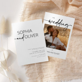 Black and White Photo Modern Wedding Kaart