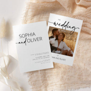 Black and White Photo Modern Wedding Kaart
