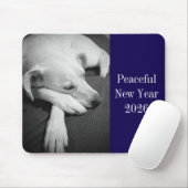 Black and White Photo of Dog Sleeping New Year Muismat (Met muis)