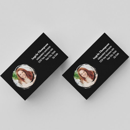 Black and White Photo QR Code Connect with Me Visitekaartje