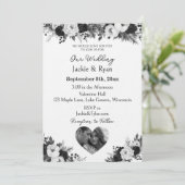 Black and White Photo Template Botanical  Wedding  Kaart (Staand voorkant)