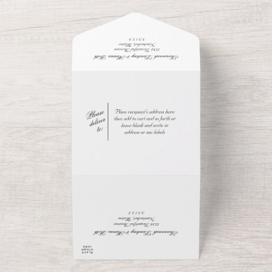 Black and White Photo Wedding All In One Uitnodiging (Buitenkant)