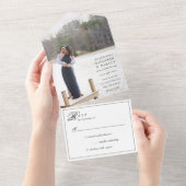 Black and White Photo Wedding  All In One Uitnodiging (Afscheurbaar)