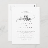 Black and White Photo Wedding Briefkaart (Voorkant / Achterkant)