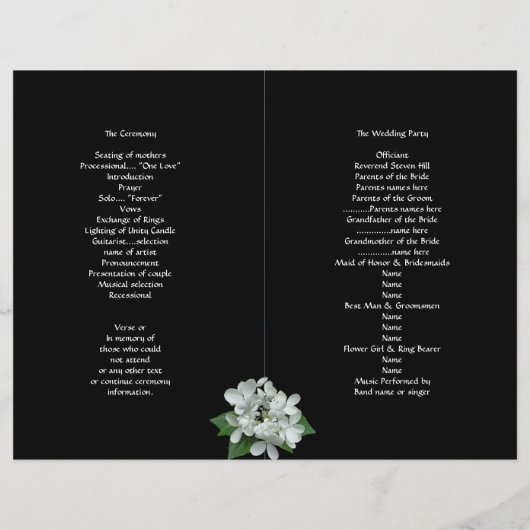 Black and White Photo Wedding Program Folded (Achterkant)