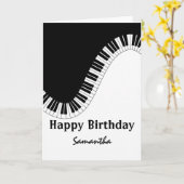 Black and White Piano Keys Happy Birthday Kaart (Gele Bloem)