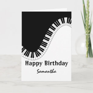 Black and White Piano Keys Happy Birthday Kaart