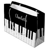 Black and White Piano Keys met aangepaste naam Groot Cadeauzakje (Achterkant Gekanteld)