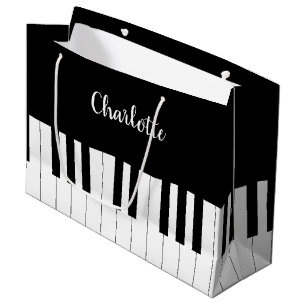 Black and White Piano Keys met aangepaste naam Groot Cadeauzakje