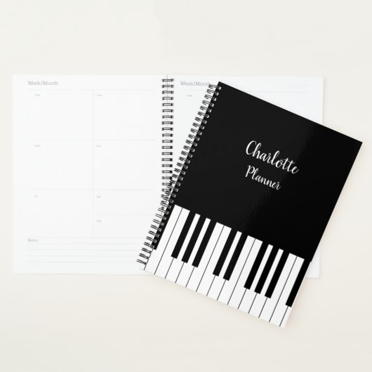 Black and White Piano Keys met aangepaste naam Planner (Display)