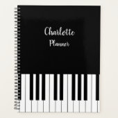 Black and White Piano Keys met aangepaste naam Planner (Voorkant)