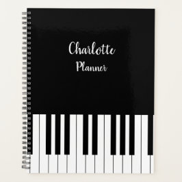 Black and White Piano Keys met aangepaste naam Planner