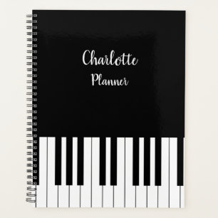 Black and White Piano Keys met aangepaste naam Planner