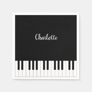 Black and White Piano Keys met aangepaste naam Servet