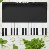 Black and White Piano Keys met aangepaste naam Theedoek (Gevouwen)