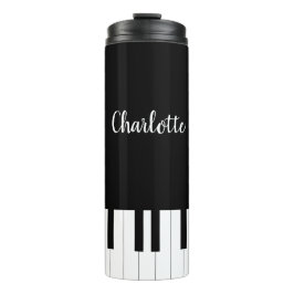Black and White Piano Keys met aangepaste naam Thermosbeker