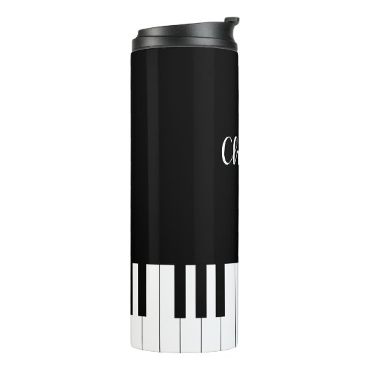 Black and White Piano Keys met aangepaste naam Thermosbeker (Gedraaid links)