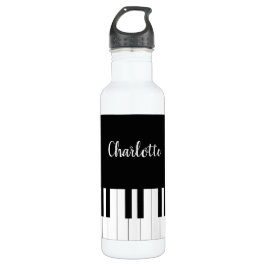 Black and White Piano Keys met aangepaste naam Waterfles