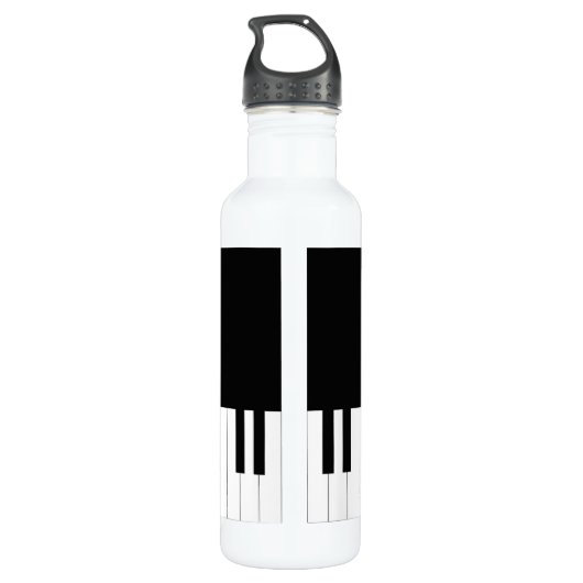 Black and White Piano Keys met aangepaste naam Waterfles (Achterkant)
