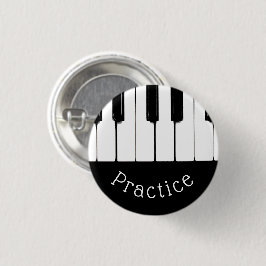 Black and White Piano Keys, "Practice" Ronde Button 3,2 Cm