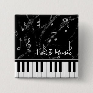 Black and White Piano Music Button
