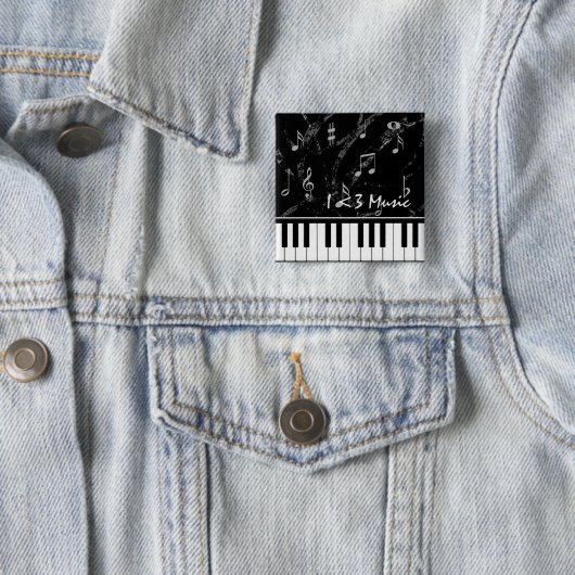 Black and White Piano Music Button (In situ)