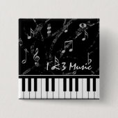 Black and White Piano Music Button (Voorkant)