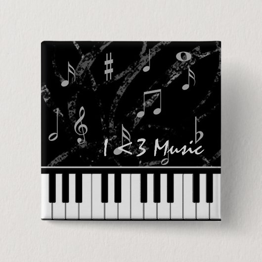 Black and White Piano Music Button (Voorkant)