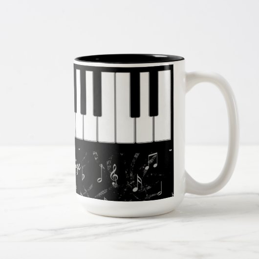 Black and White Piano Music-Mok Tweekleurige Koffiemok (Rechts)