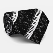 Black and White Piano Music Pattern Stropdas (Opgerold)
