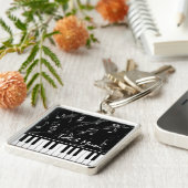 Black and White Piano Music Sleutelhanger (Zijkant)