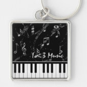 Black and White Piano Music Sleutelhanger (Voorkant)