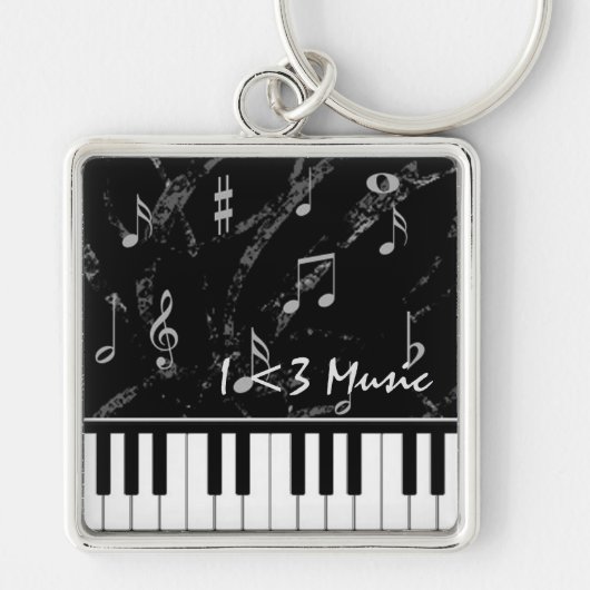 Black and White Piano Music Sleutelhanger (Voorkant)
