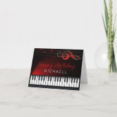Black and White Piano Red Clef Birthday Kaart (Voorkant)