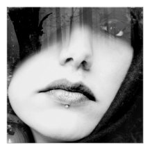 Black and White Pierced Lip Woman