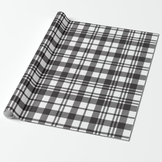 Black and White Plaid  Cadeaupapier (Uitgerold)