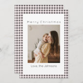 Black And White Plaid Custom Photo Christmas Feestdagenkaart (Voorkant / Achterkant)