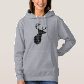 Black and White Plaid Reindeer Hoodie (Voorkant)