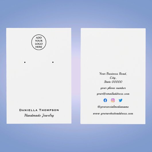 Black and White Plain Jewelry Earring Display Kaar Visitekaartje