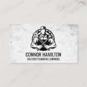 Black and White Plumber Illustration Visitekaartje (Achterkant)