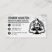 Black and White Plumber Illustration Visitekaartje (Voorkant)