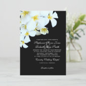 Black and White Plumeria Beach Wedding Invitations Kaart (Staand voorkant)
