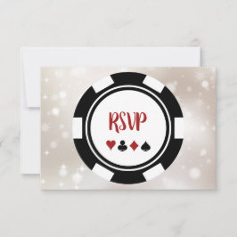 Black and White Poker Chip Casino Theme Weddenscha RSVP Kaartje