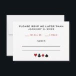 Black and White Poker Chip Casino Theme Weddenscha RSVP Kaartje<br><div class="desc">Of je nu gaat trouwen in Las Vegas of je hebt een casino met de bruiloft,  deze RSVP-kaarten zullen de toon zetten voor deze leuke bruiloft. Overeenkomende uitnodigingen en beschikbare partijbenodigdheden.</div>