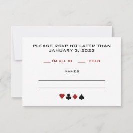 Black and White Poker Chip Casino Theme Weddenscha RSVP Kaartje