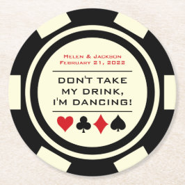 Black and White Poker Chip I'm Dancing Drink Ronde Kartonnen Onderzetter